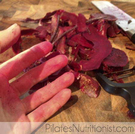 Beet-stained skin is thankfully a temporary phenomenon. Just watch out for your clothes.
