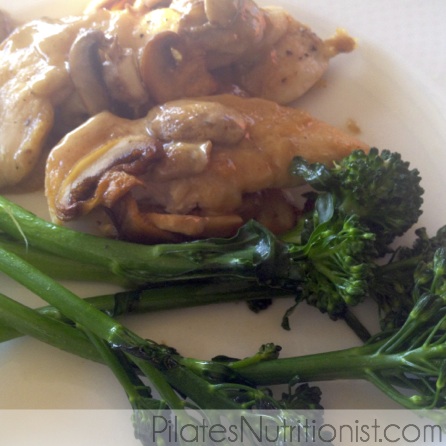 The surprisingly tasty chicken with broccoli and mushroom cream sauce