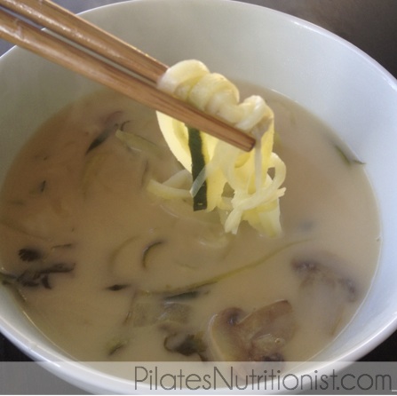Thai coconut soup with zucchini noodles